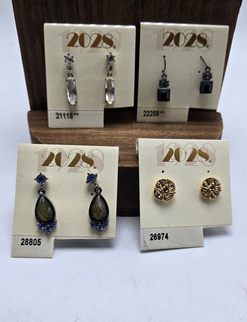 NWT Lot of 4 2028 1928 Pierced Earrings Rhinestone Statement Fashion Costume